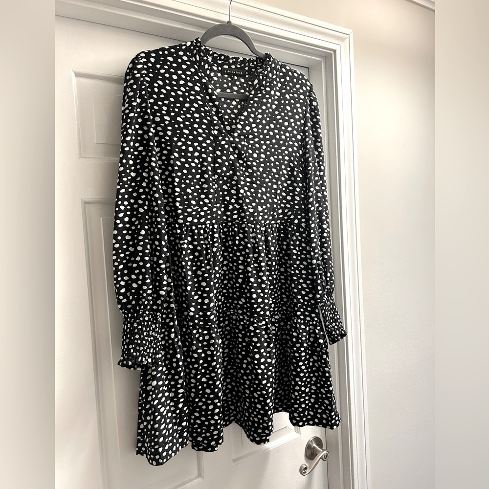 Gibson Look Black and white rayon swing dress.